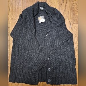 NWT Gray Cable Knit Sweater/ cardigan